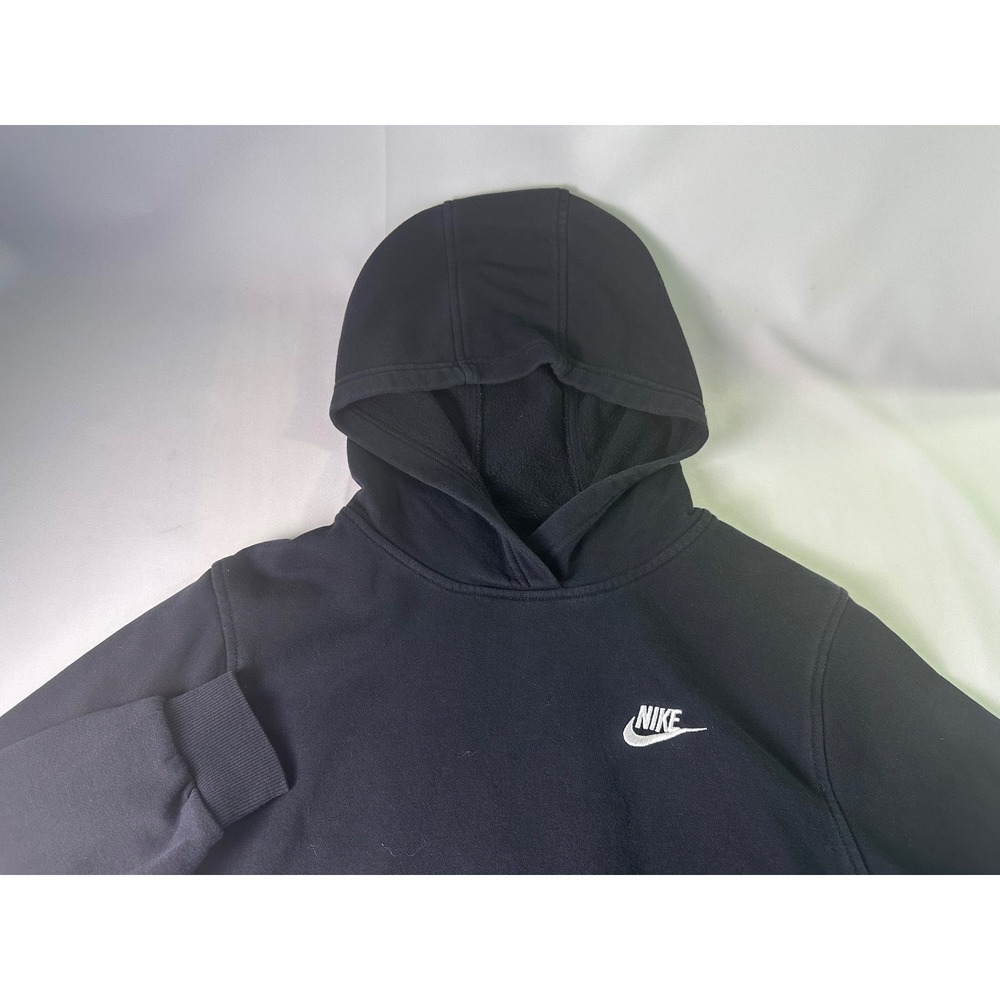 Nike Sportswear Club Fleece Hoodie Mens XL Black Pullover White Swoosh Athletic